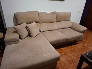 Sofa con cheslong beige oferta hasta 15/12