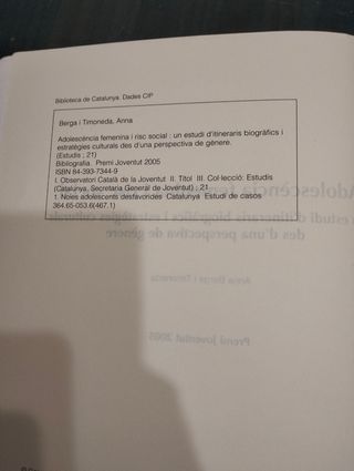 Adolescència femenina i risc social, Anna Berga