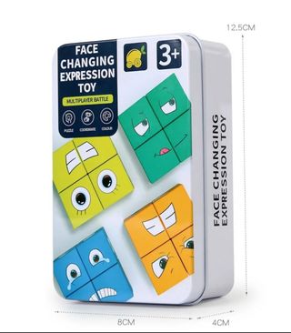 Puzzle cubos madera + cartas,diferentes caras.