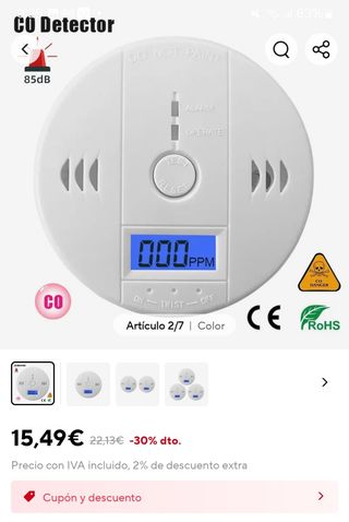 📍 Alarma detector de monoxido de carbono