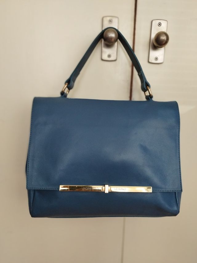 Bolso azul de piel tamaño mediano, de RV
