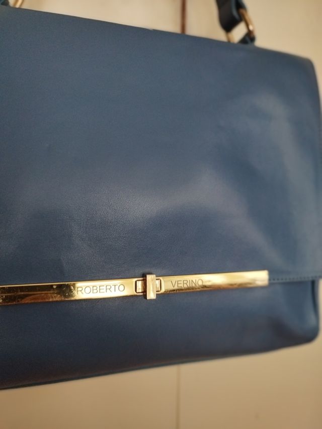 Bolso azul de piel tamaño mediano, de RV
