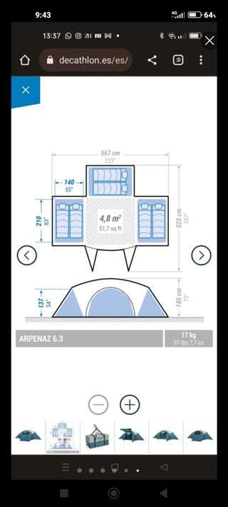 Tienda campaña 3 habitaciones