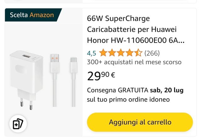 Caricatore Honor 90 supercharge 66w