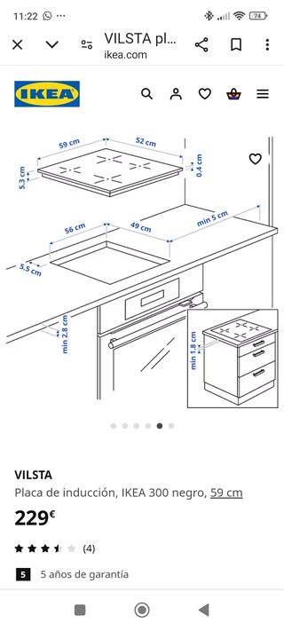 Placa inducción Vilsta ikea