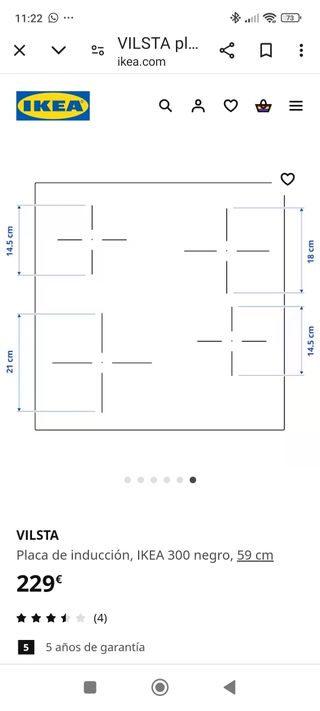 Placa inducción Vilsta ikea