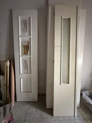 HOJAS PUERTAS DE MADERA - VIDRIO LACADA BLANCAS -