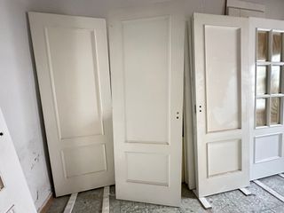 HOJAS PUERTAS DE MADERA - VIDRIO LACADA BLANCAS -