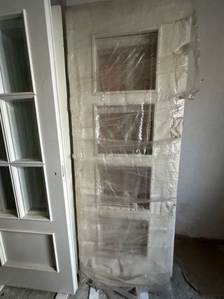 HOJAS PUERTAS DE MADERA - VIDRIO LACADA BLANCAS -