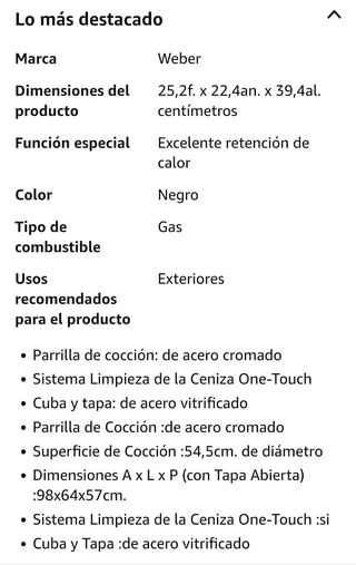 Barbacoa Weber parrilla de carbón 