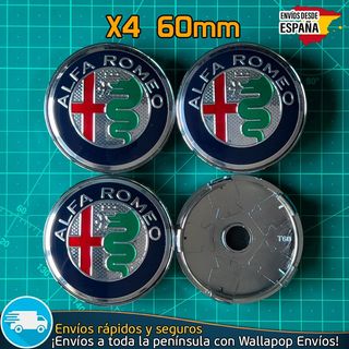 X4 Tapacubos Alfa Romeo 60mm Tapa de Llantas Bujes