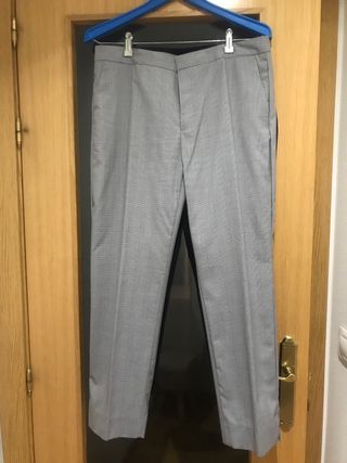 Pantalon de vestir de cuadros gris talla 40