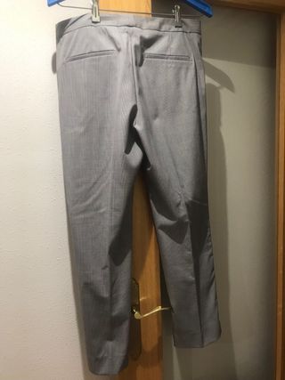 Pantalon de vestir de cuadros gris talla 40