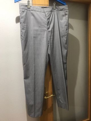 Pantalon de vestir de cuadros gris talla 40
