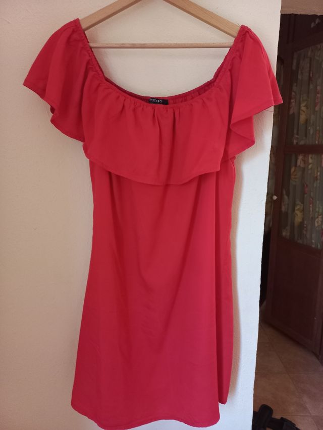 Vestido escote bardot goma