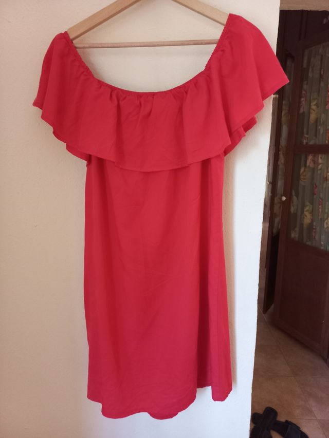 Vestido escote bardot goma