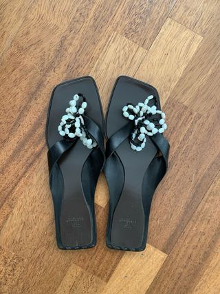 Sandalias planas Farrutx de piel negras  40