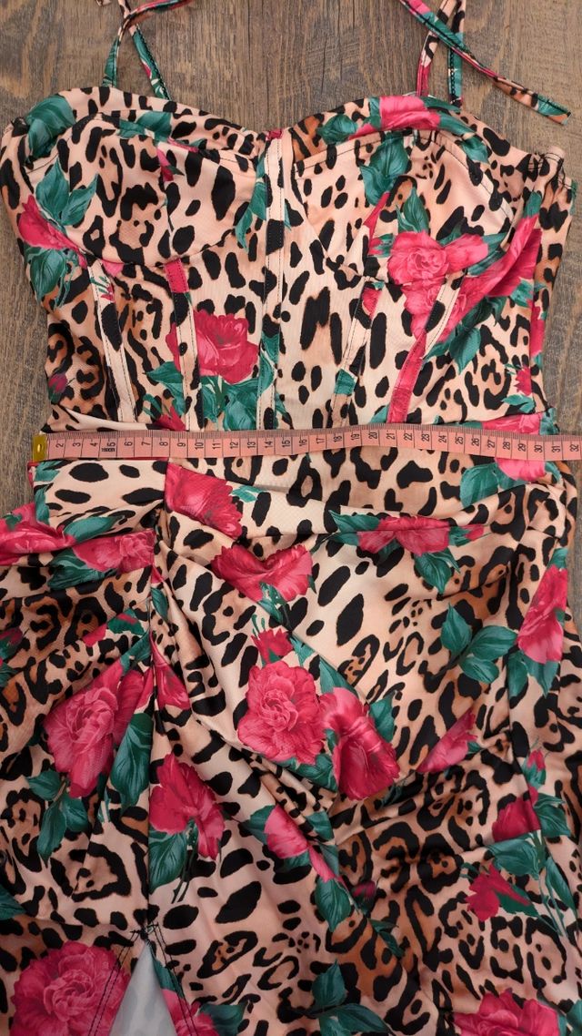 Vestido leopardo y rosas xs shein