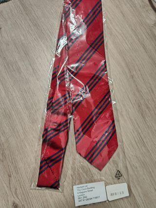 Corbata HACKETT LONDON roja con rayas azules