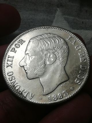 Reproduction 5 pesetas 1883 plata 