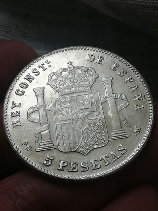 Reproduction 5 pesetas 1883 plata 