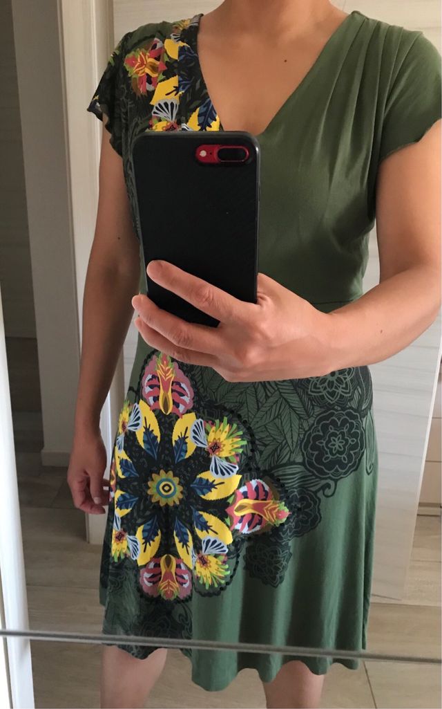 Abito corto verde scuro scollo V - Desigual