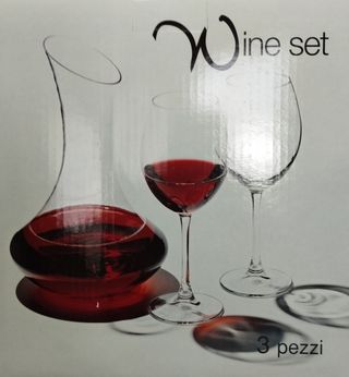SET DECANTER VINO CON 2 BICCHIERI CRISTALLO