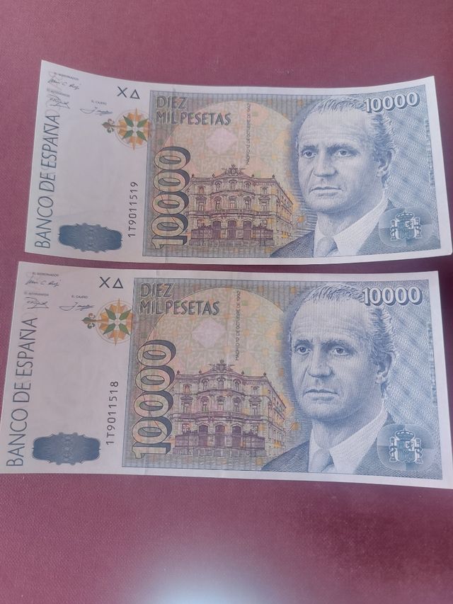 BILLETE 10000 PESETAS 1992 2 CONSECUTIVOS 1T