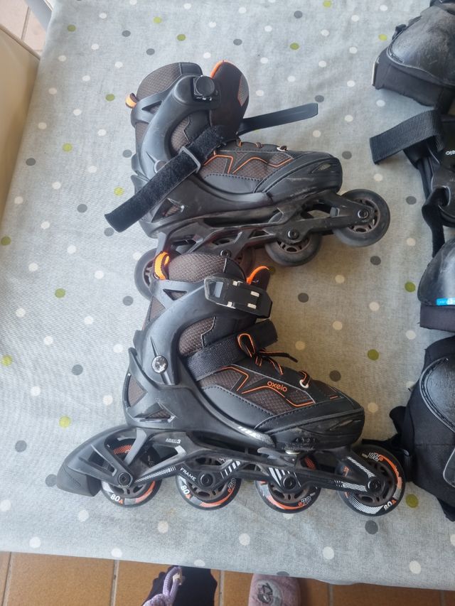Patines Oxelo linea + casco+ 2 juegos Protecciones