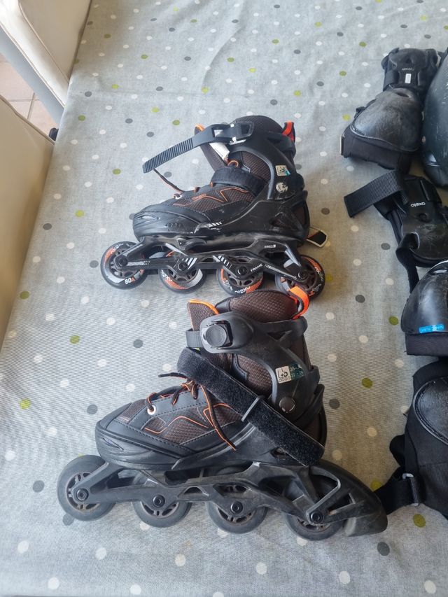 Patines Oxelo linea + casco+ 2 juegos Protecciones