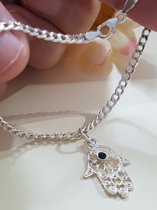 Pulsera Mano De Fátima De Plata De Ley 925