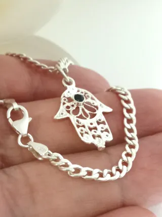 Pulsera Mano De Fátima De Plata De Ley 925