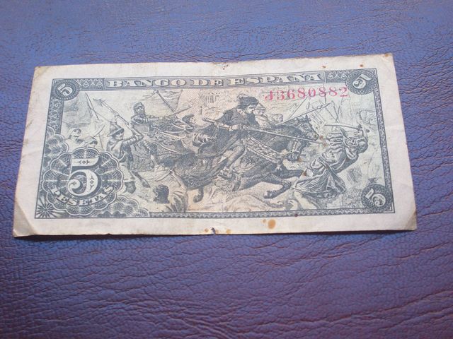 Billete 5 ptas. 1945 circulado