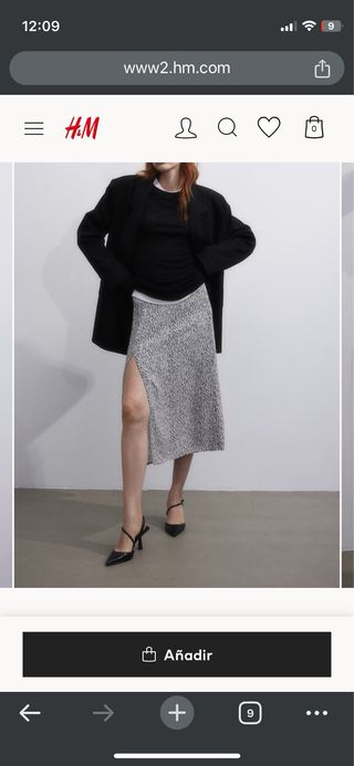 Falda crepe negra h&m