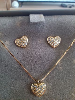 Juego collar y pendientes 925 baño oro