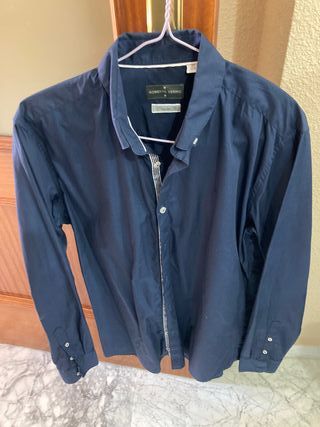 Camisa lisa azul Roberto Verino