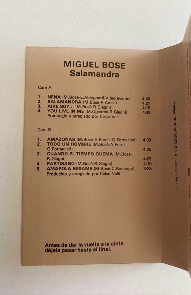 Cinta Miguel Bosé “Salamandra”.