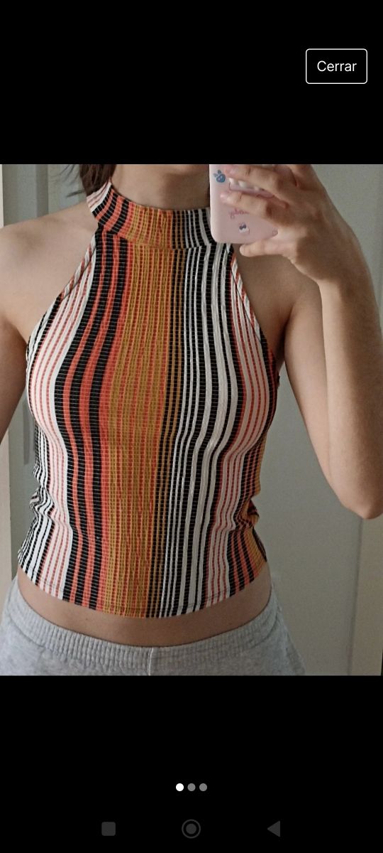 Top halter a rayas tonos tierra