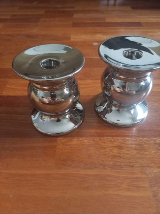 4 Candelabros plateados zara home