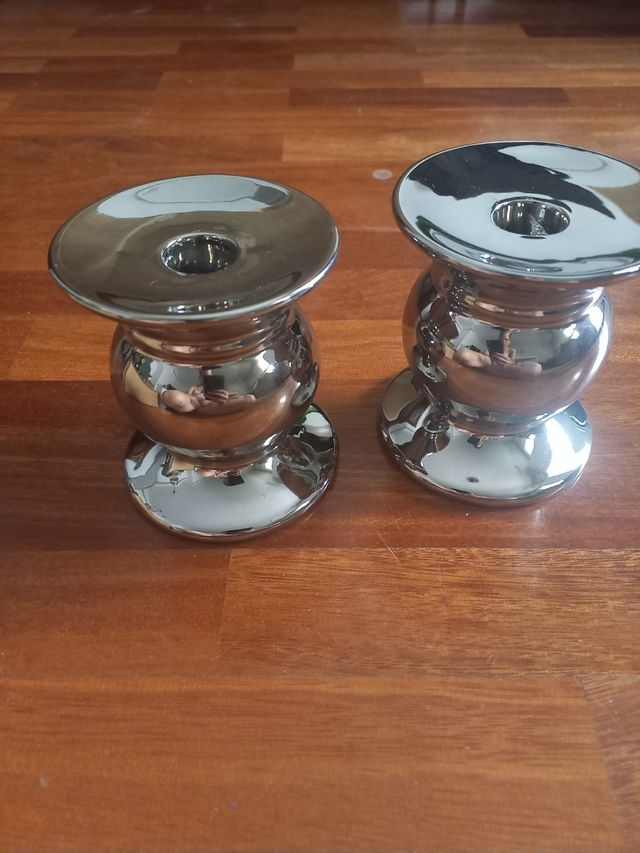 4 Candelabros plateados zara home