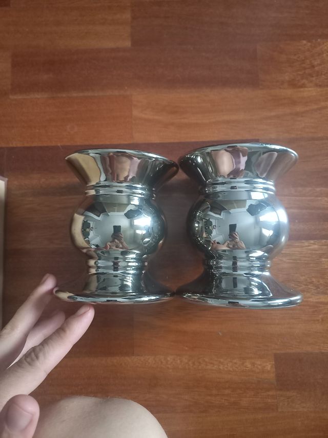4 Candelabros plateados zara home