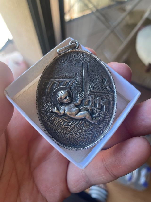 Medaglia d'argento Gesù Bambino regalo