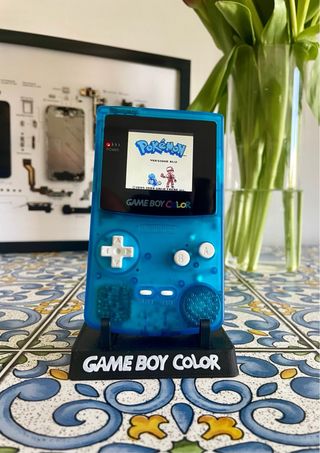 Game Boy Color Blu con schermo IPS e scatola