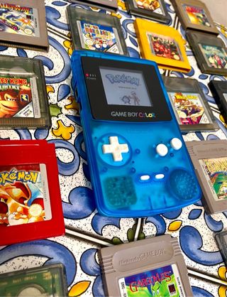 Game Boy Color Blu con schermo IPS e scatola