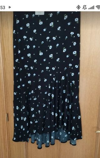 Falda estampada de flores, M, Mango