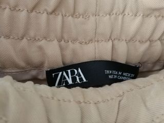 Pantalón con lazo beige Zara