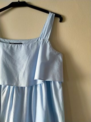 Top azul volantes Zara