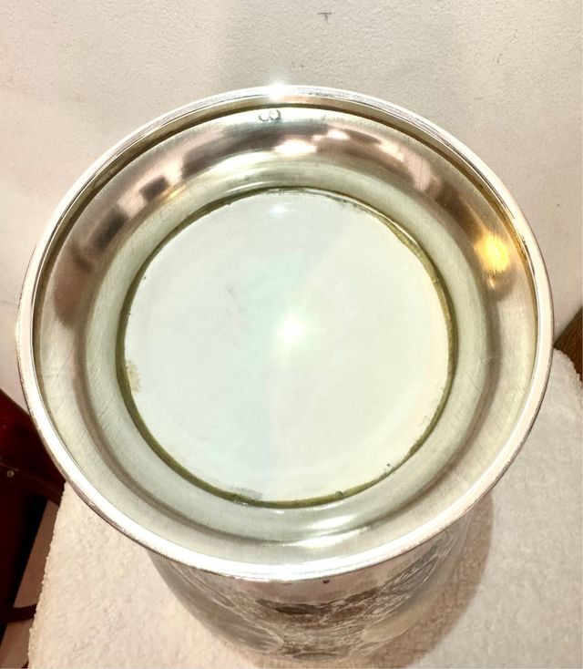 JARRON DE PORCELANA CHINA Y PLATA(BASE Y BOCA)