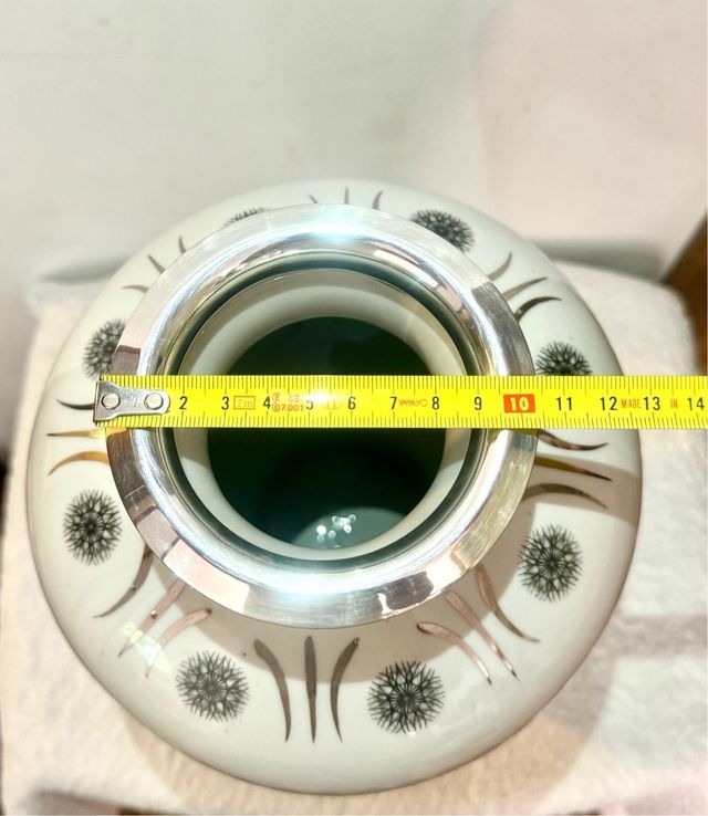 JARRON DE PORCELANA CHINA Y PLATA(BASE Y BOCA)