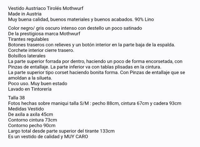 Vestido Austriaco Tirolés Mothwurf